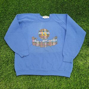 Vintage 90s New-York Sweatshirt Large 22x24 Arch-Spellout Blue